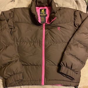 Brown puffer jacket women XS